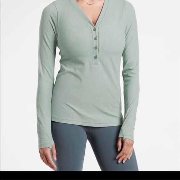 Athleta  Tops Uptempo Ribbed Henley Top - Picture 1 of 8